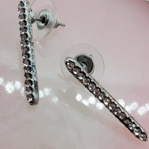 Torrid Silvertone Drop Earrings with Clear Crystals - Picture 2 of 5